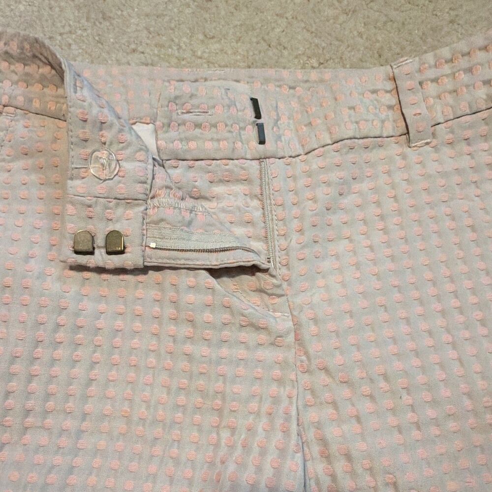 Loft Pink Dot Shorts Size 2 Button Up Front Pockets Women's